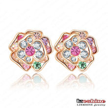 Yiwu 18k Gold Plated Jewelry Austrian Crystal Flower Stud Earring (ER0011-C)